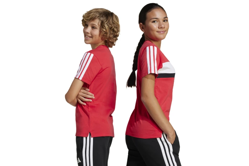 Adidas Performance Seasonal Essentials 3 Stripes Παιδικό Κοντομάνικο T-Shirt Κόκκινο