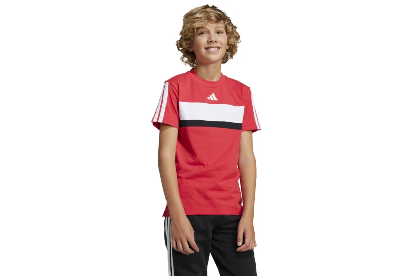 Adidas Performance Seasonal Essentials 3 Stripes Παιδικό Κοντομάνικο T-Shirt Κόκκινο