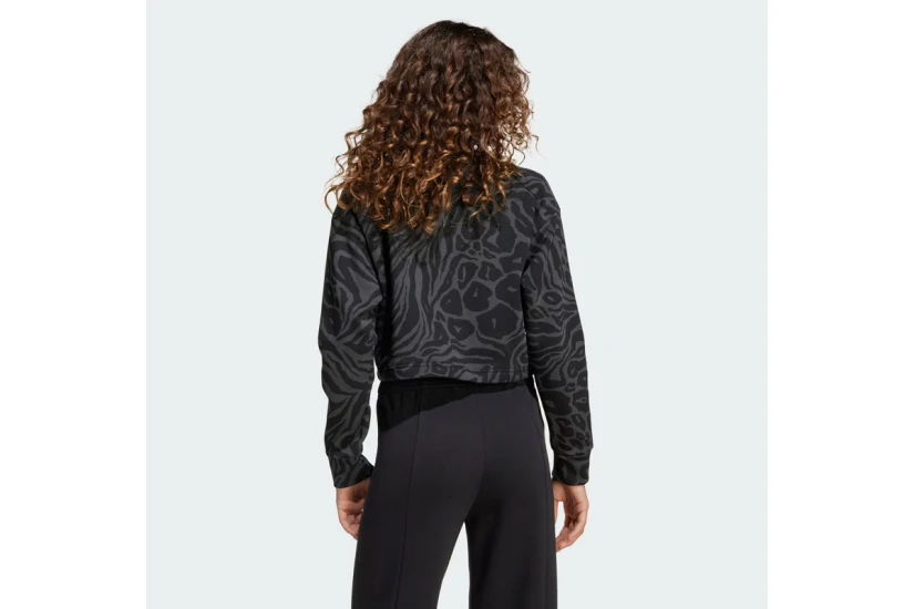 Adidas Future Icons Μακρυμάνικη Cropped Μπλούζα Μαύρη, Ανθρακί