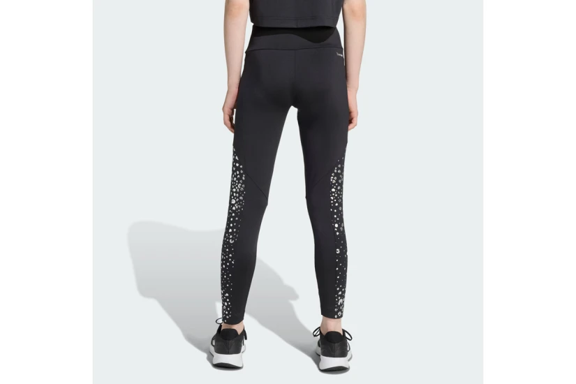 Adidas Training Essentials Glam Print Μακρύ Κολάν Μαύρο, Ασημί