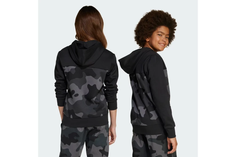 Adidas Seasonal Essentials Camo Fleece Παιδικό Φούτερ με Κουκούλα