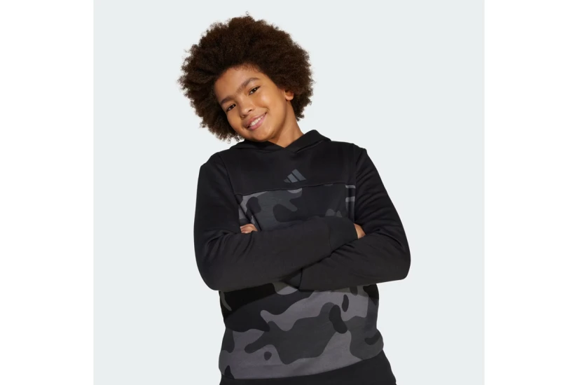 Adidas Seasonal Essentials Camo Fleece Παιδικό Φούτερ με Κουκούλα