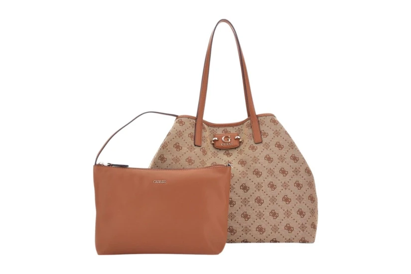 Guess Neda 4G Peony Logo Τσάντα Shopper Μπεζ, Καφέ