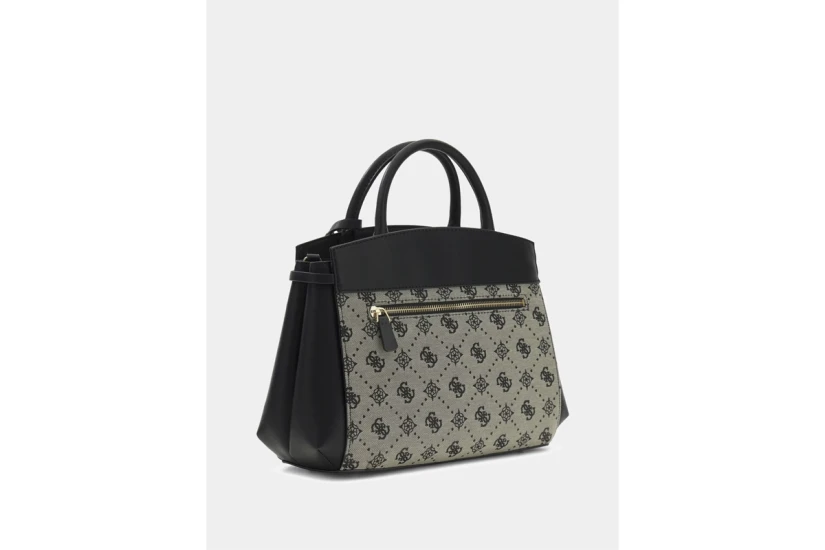 Guess Melinda Logo Τσάντα Χειρός Μαύρη, Γκρι, Χρυσή