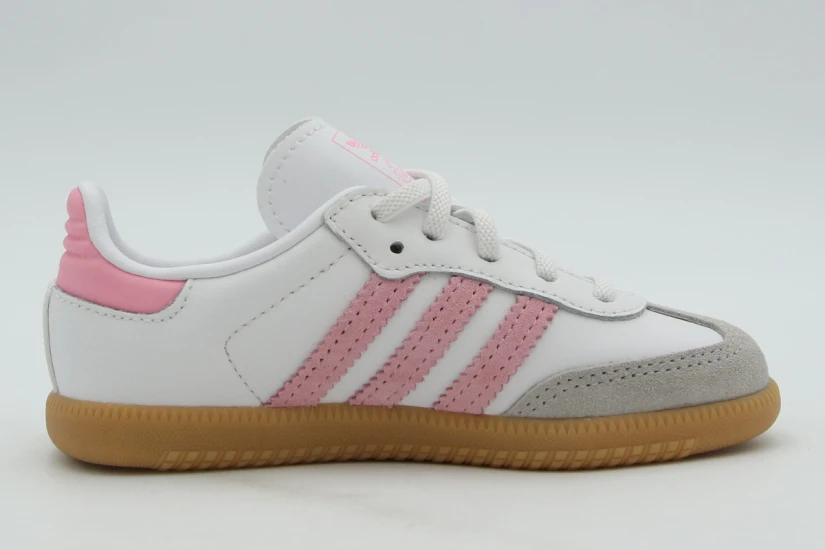 Adidas Originals Samba OG Comfort Closure Elastic Lace Βρεφικά Sneakers Λευκά, Ροζ, Γκρι