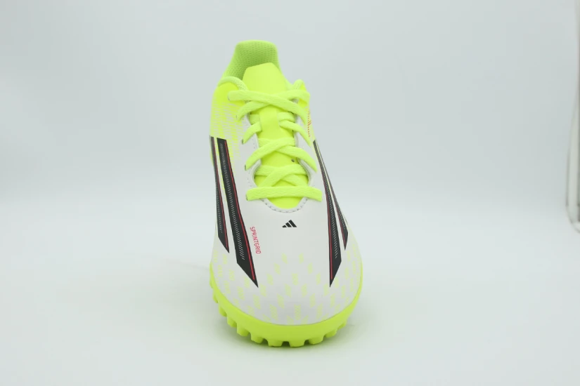 Adidas Performance F50 Club Turf Παιδικά Ποδοσφαιρικά Παπούτσια με Σχάρα Κίτρινο Φλούο, Λευκά, Μαύρα