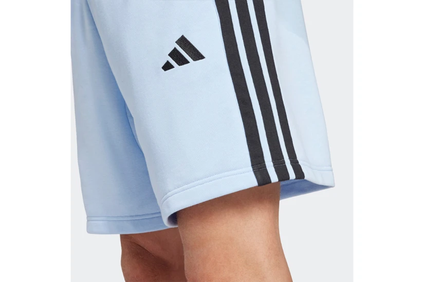 Adidas Performance Essential 3-Stripes French Terry Ανδρική Αθλητική Βερμούδα Γαλάζια, Μαύρη