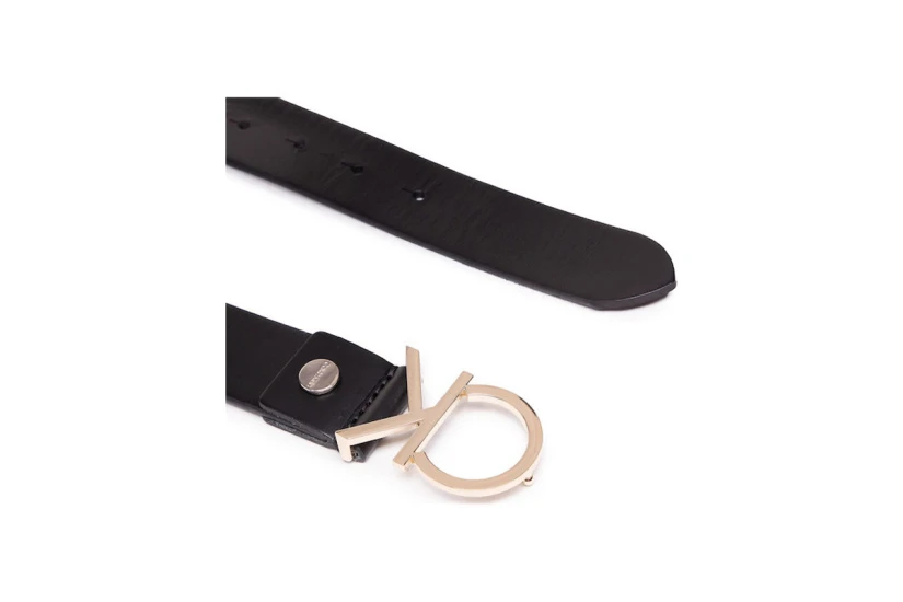 Calvin Klein Leather Logo Γυναικεία Casual Ζώνη Μαύρη, Χρυσή