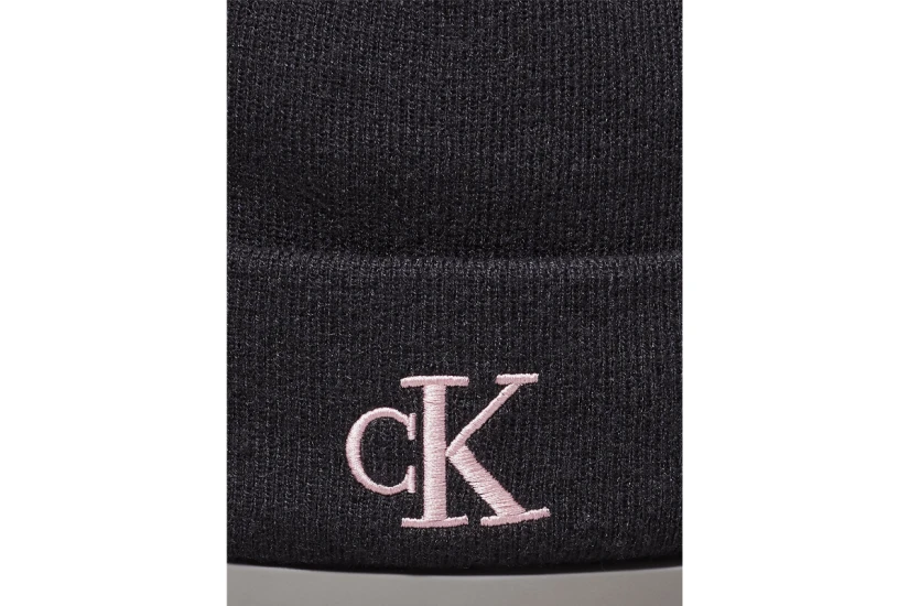 Calvin Klein Embroidered Monogram Χειμερινό Σκουφάκι Mαύρο