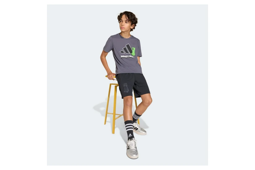 Adidas Performance Minecraft Training Παιδική Αθλητική Βερμούδα Μαύρη, Γκρι Σκούρο