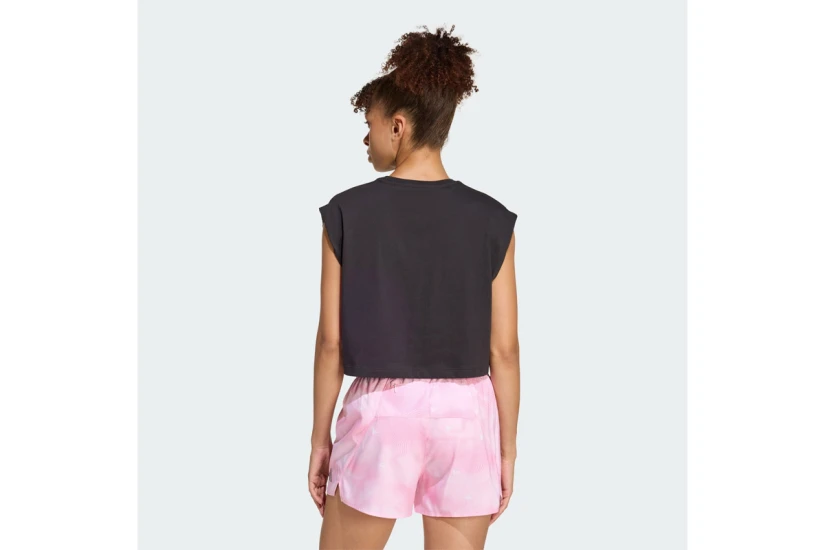 Adidas Performance Running Essentials Crop Γυναικείο Αμάνικο T-Shirt Μαύρο