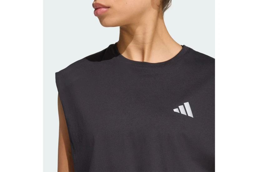 Adidas Performance Running Essentials Crop Γυναικείο Αμάνικο T-Shirt Μαύρο