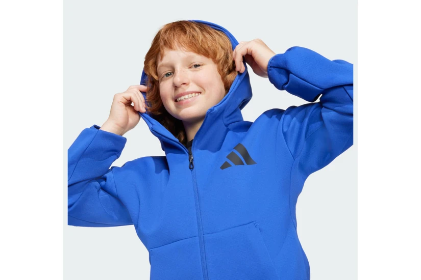 Adidas Z.N.E. Παιδική Πολυεστερική Ζακέτα με Κουκούλα Μπλε