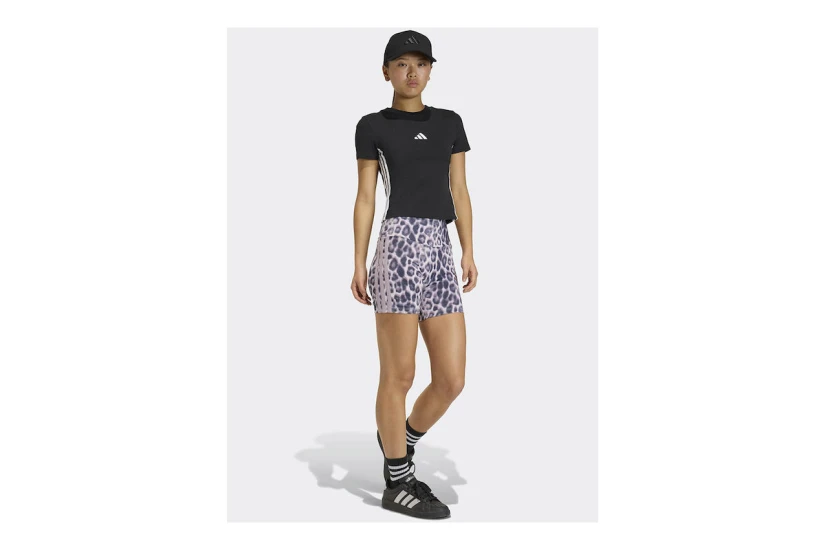 Adidas Performance Allover Print Γυναικείο Κοντό Κολάν Λιλά, Ανθρακί