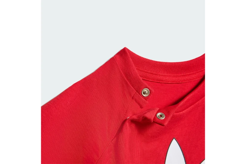 Adidas Originals Trefoil Loose Logo Βρεφικό Σετ Κοντομάνικη Μπλούζα - Σορτς Κόκκινο
