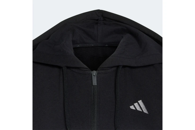 Adidas Performance Essentials Animal Print 3-Stripes Γυναικεία Βαμβακερή Ζακέτα με Κουκούλα Μαύρη
