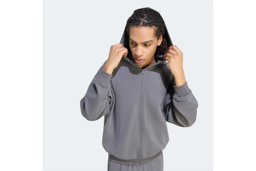 Adidas Performance Soft Lux Ανδρική Πολυεστερική Ζακέτα με Κουκούλα Γκρι Σκούρο