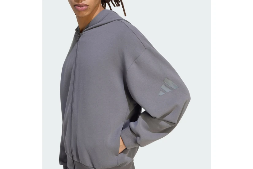 Adidas Performance Soft Lux Ανδρική Πολυεστερική Ζακέτα με Κουκούλα Γκρι Σκούρο