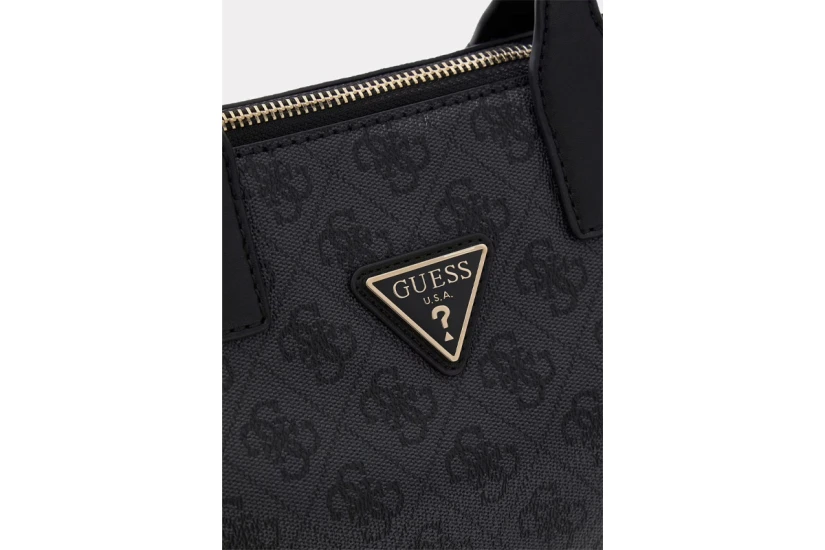 Guess Follie Γυναικεία Τσάντα Tote Ανθρακί, Μαύρη