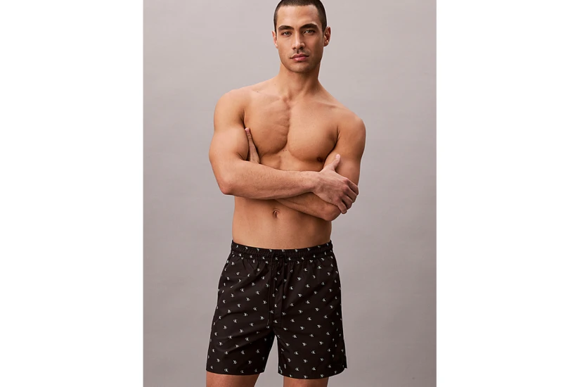 Calvin Klein Solid Swim Ανδρικό Μαγιό Σορτς Μαύρο, Λευκό