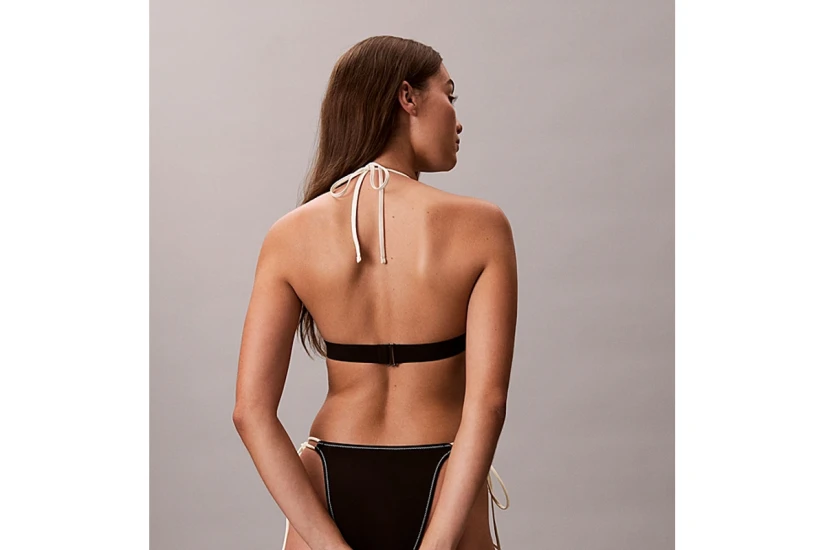 Calvin Klein Monogram Γυναικείο Μαγιό Bikini Top Μαύρο, Λευκό