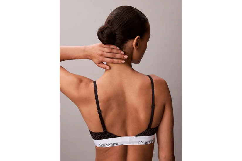 Calvin Klein Lightly Lined Triangle Γυναικείο Bralette Μαύρο, Λευκό