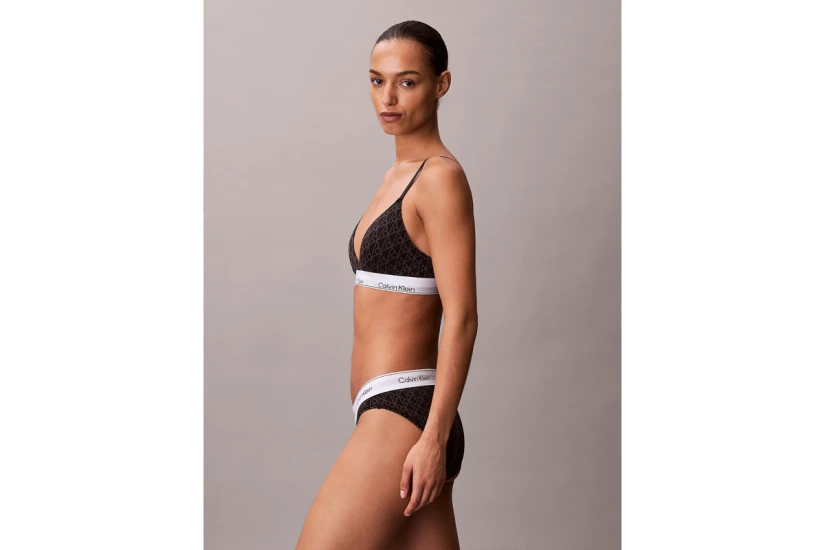 Calvin Klein Lightly Lined Triangle Γυναικείο Bralette Μαύρο, Λευκό