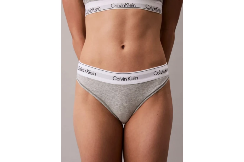 Calvin Klein Icon Cotton Modal Γυναικείο Εσώρουχο String Γκρι, Λευκό