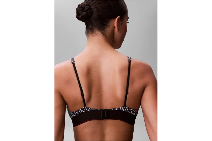 Calvin Klein Triangle Graphic Monogram Γυναικείο Bralette Μαύρο, Λευκό