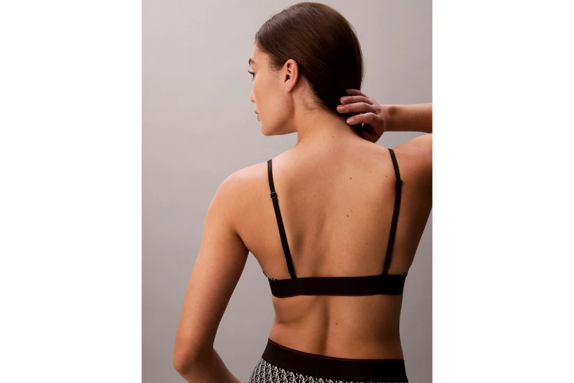 Calvin Klein Unlined Graphic Monogram Γυναικείο Bralette Μαύρο, Λευκό