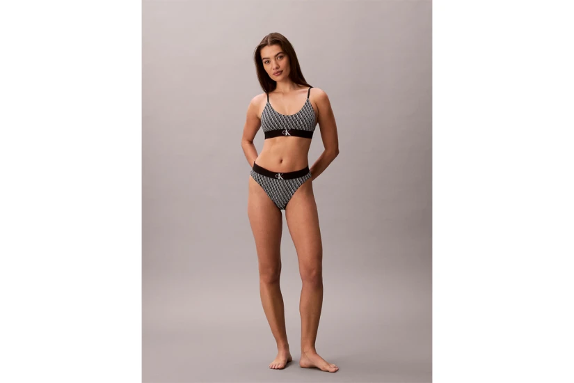 Calvin Klein Unlined Graphic Monogram Γυναικείο Bralette Μαύρο, Λευκό