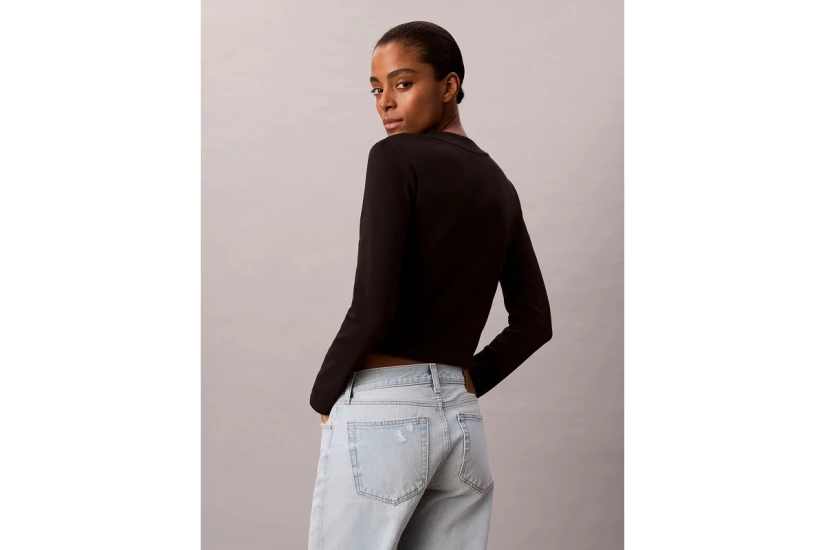 Calvin Klein Γυναικεία Μακρυμάνικη Μπλούζα με Λαιμόκοψη Μαύρη