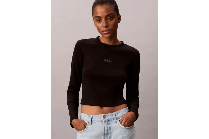 Calvin Klein Γυναικεία Μακρυμάνικη Μπλούζα με Λαιμόκοψη Μαύρη