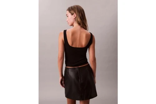 Calvin Klein Slim Ribbed Cotton Μπλούζα Αμάνικη Γυναικεία (LV047A804G UB1)