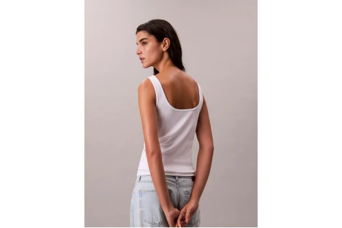 Calvin Klein Slim Ribbed Cotton Μπλούζα Αμάνικη Γυναικεία (LV047A804G YAA)