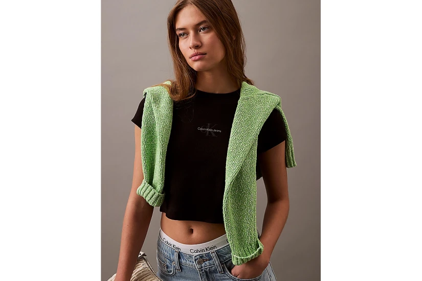 Calvin Klein Γυναικείο Κοντομάνικο Crop Top Μαύρο