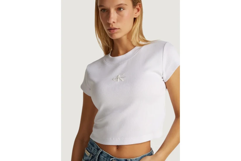 Calvin Klein Γυναικείο Κοντομάνικο Crop Top Λευκό