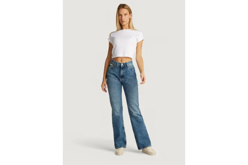 Calvin Klein Γυναικείο Κοντομάνικο Crop Top Λευκό