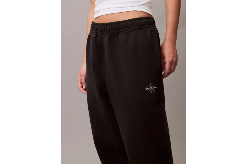 Calvin Klein Mesh Monogram Logo Γυναικείο Παντελόνι Φόρμας Μαύρο