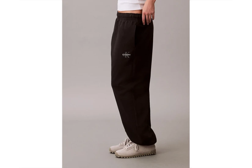 Calvin Klein Mesh Monogram Logo Γυναικείο Παντελόνι Φόρμας Μαύρο