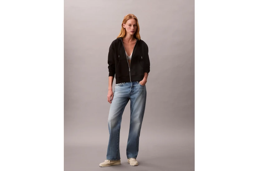 Calvin Klein Γυναικεία Βαμβακερή Ζακέτα με Κουκούλα Μαύρη