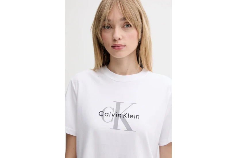 Calvin Klein Monogram Logo Γυναικείο Κοντομάνικο T-Shirt Λευκό