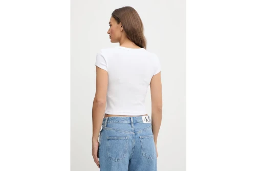 Calvin Klein Slim Ribbed Cotton Badge T-Shirt Γυναικείο (LV047C200G YAA)