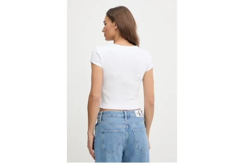 Calvin Klein Slim Ribbed Cotton Badge T-Shirt Γυναικείο (LV047C200G YAA)