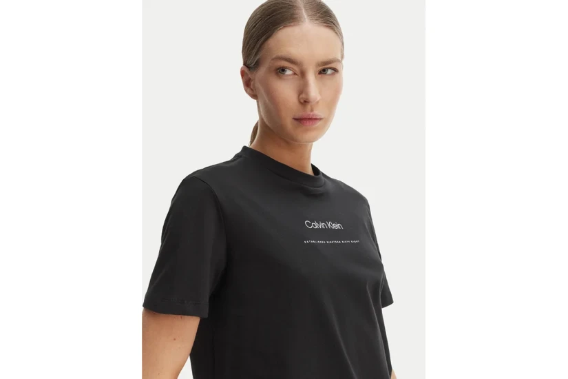 Calvin Klein Tonal Logo Γυναικείo Κοντομάνικο T-Shirt Μαύρο