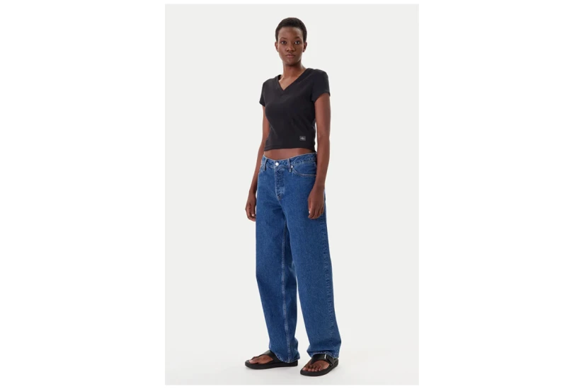 Calvin Klein Γυναικεία Κοντομάνικη Μπλούζα Rib Μαύρη