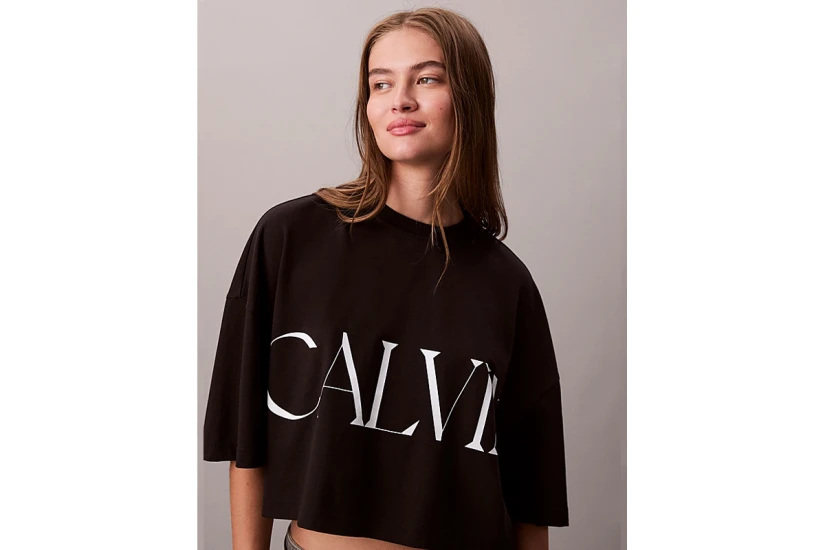 Calvin Klein Graphic Logo Γυναικείο Κοντομάνικο Crop Top Μαύρο