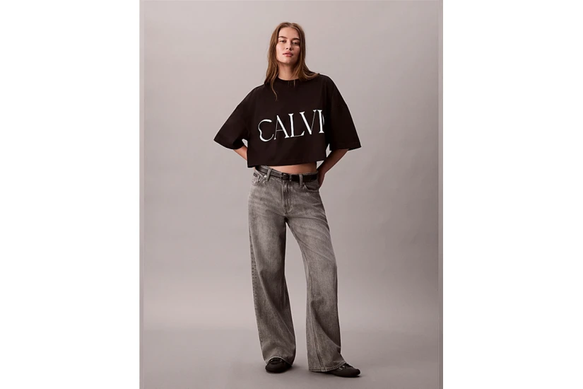 Calvin Klein Graphic Logo Γυναικείο Κοντομάνικο Crop Top Μαύρο