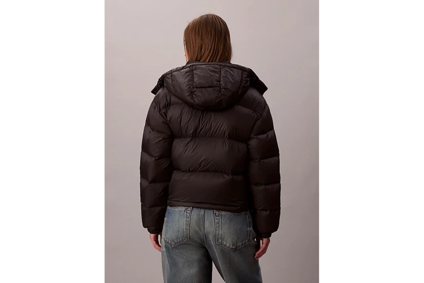 Calvin Klein Short Down Γυναικείο Μπουφάν Puffer με Κουκούλα Μαύρο