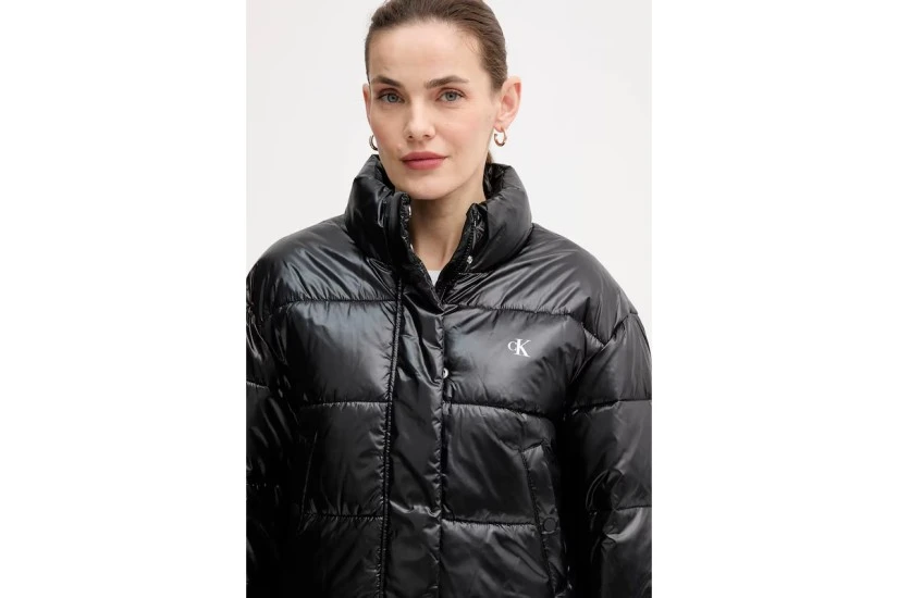 Calvin Klein Shine Cropped Γυναικείο Μπουφάν Puffer Μαύρο